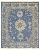EORC Blue Hand Knotted Wool Khotan Rug, 8'x10'
