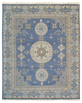 EORC Blue Hand Knotted Wool Khotan Rug, 8'x10'