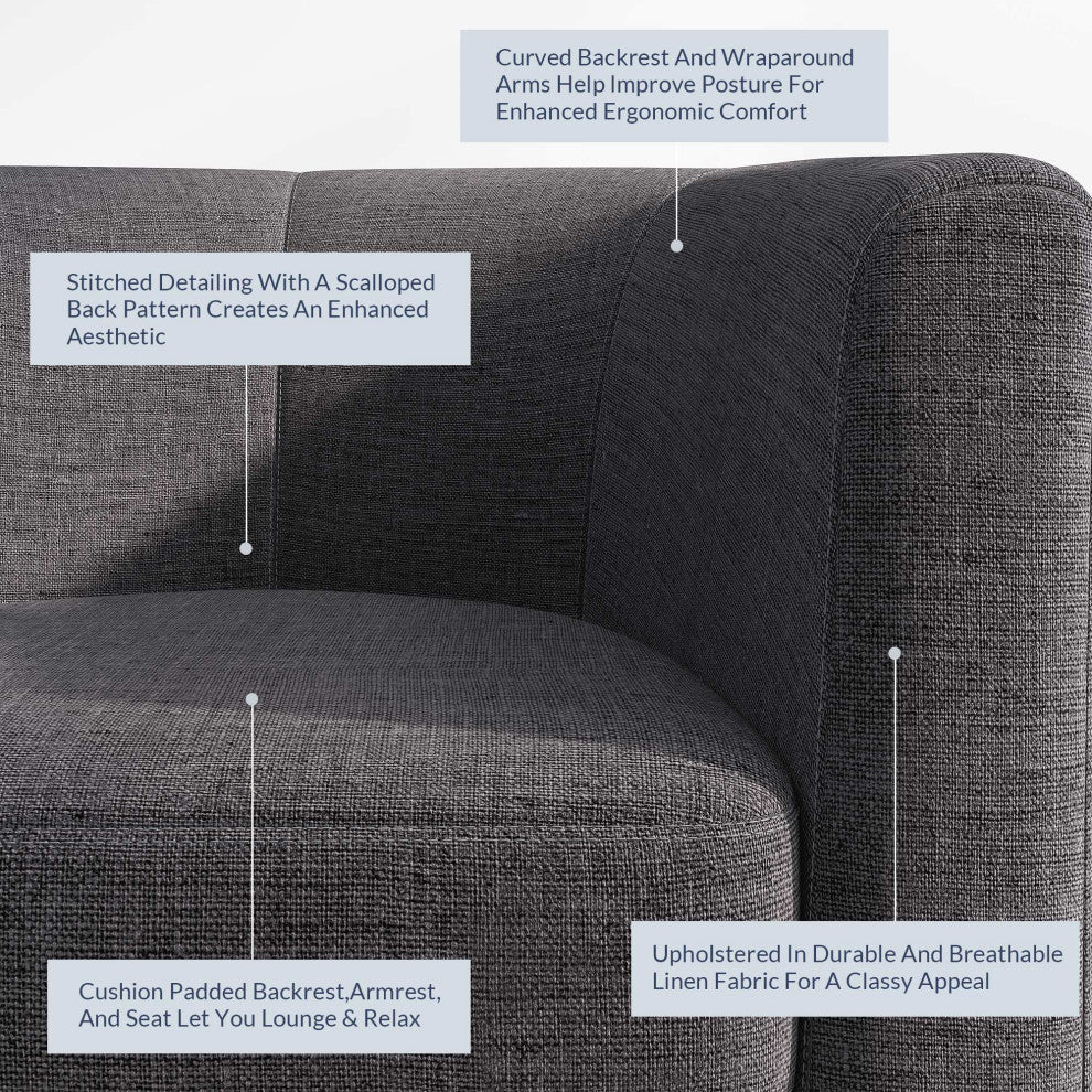 Modern Club Chair Barrel Design, Gray