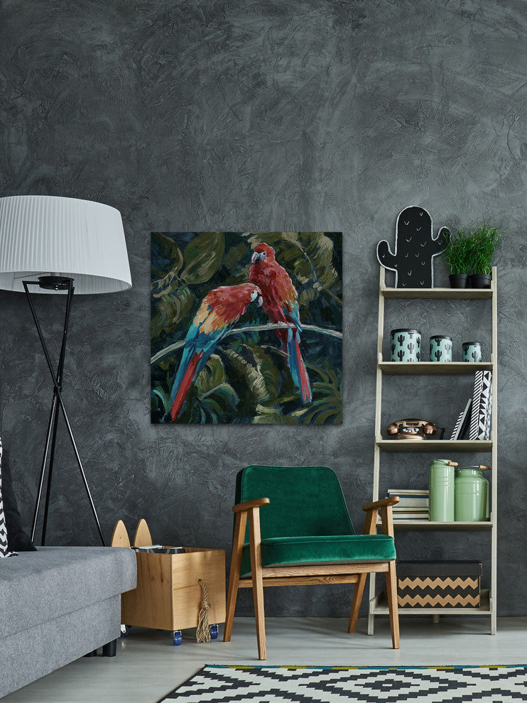 "Cuddling Cockatoo" Painting Print on Wrapped Canvas, 24"x24"