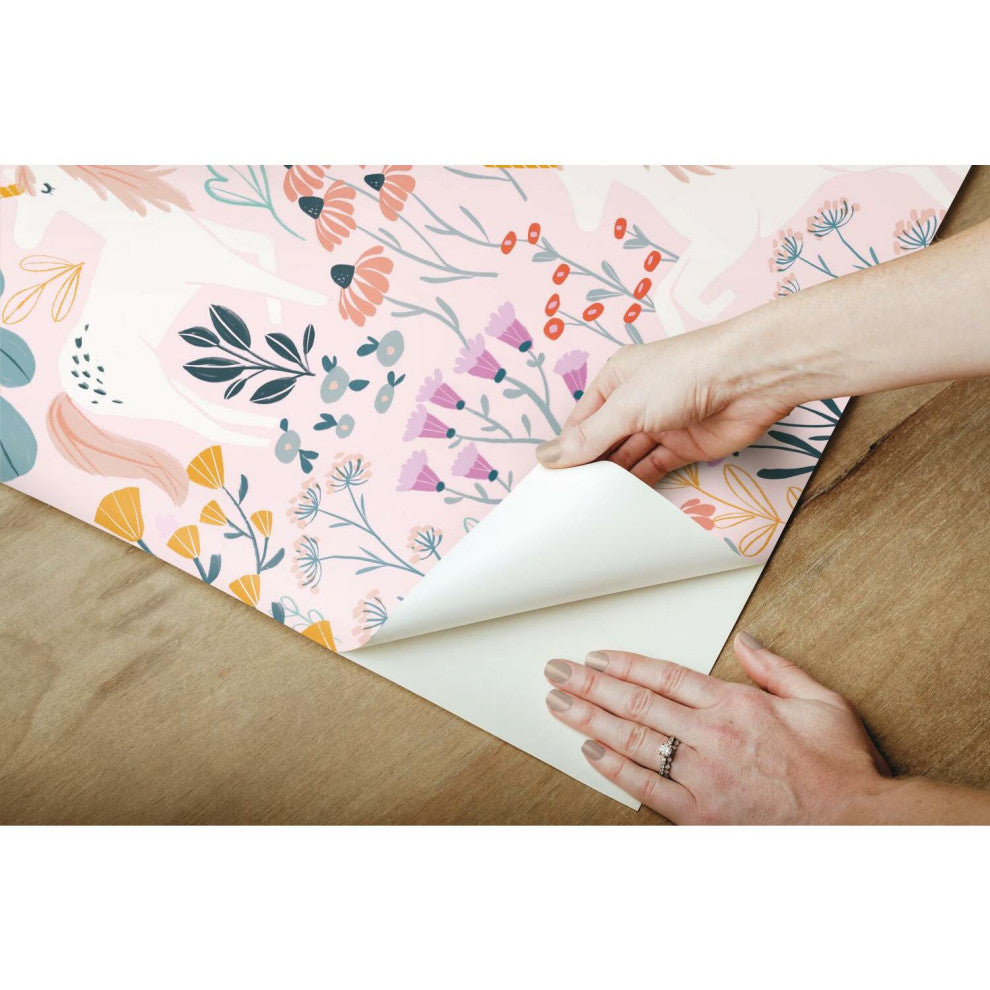 Pink & Green Unicorn Paradise Peel & Stick Wallpaper