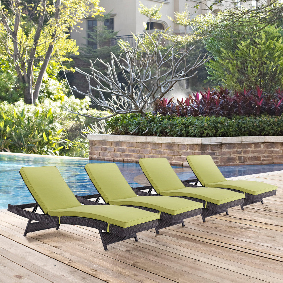 Espresso Peridot Convene Chaise Outdoor Patio Set of 4