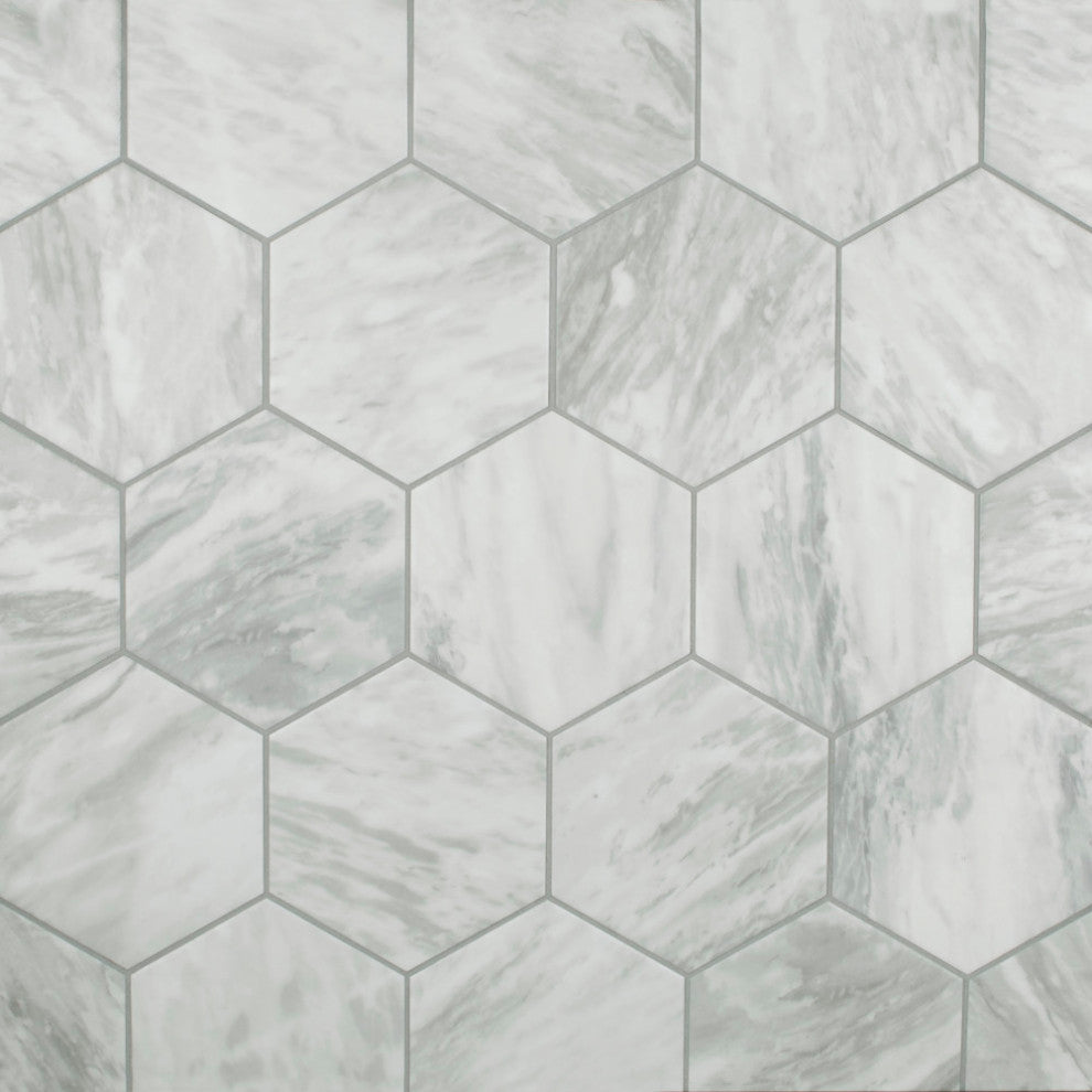 Classico Bardiglio Hex Light Porcelain Floor and Wall Tile