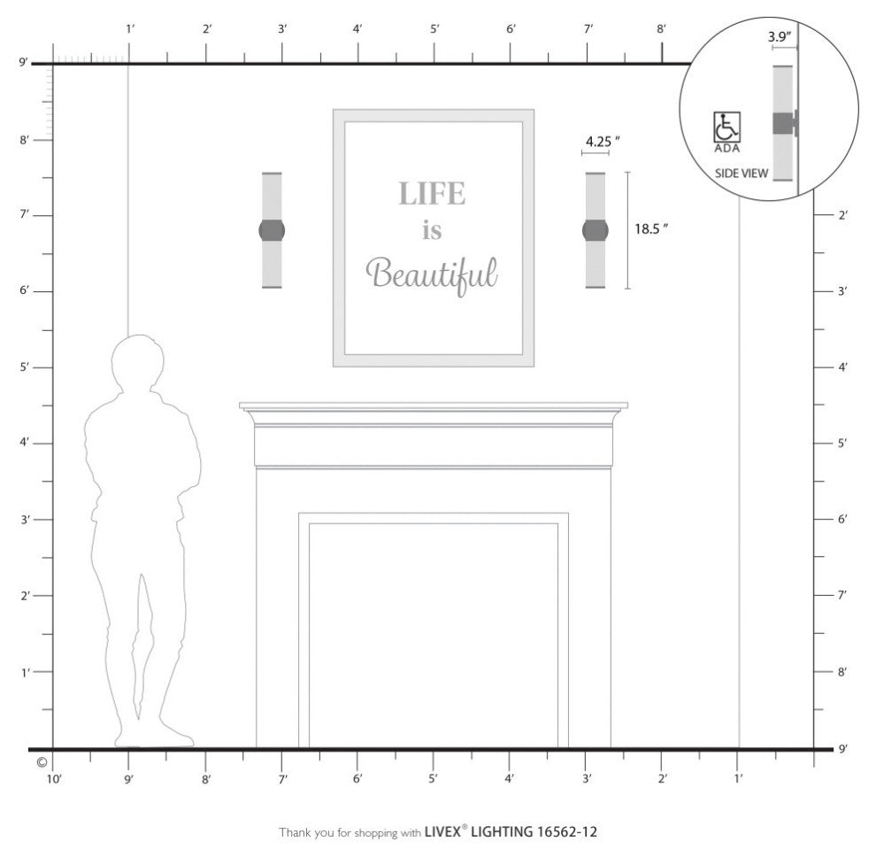 Lindale 2 Light Satin Brass ADA Vanity Sconce
