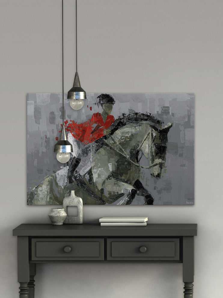 "Equestrian Trick Riding" Painting Print on Wrapped Canvas, 60"x40"