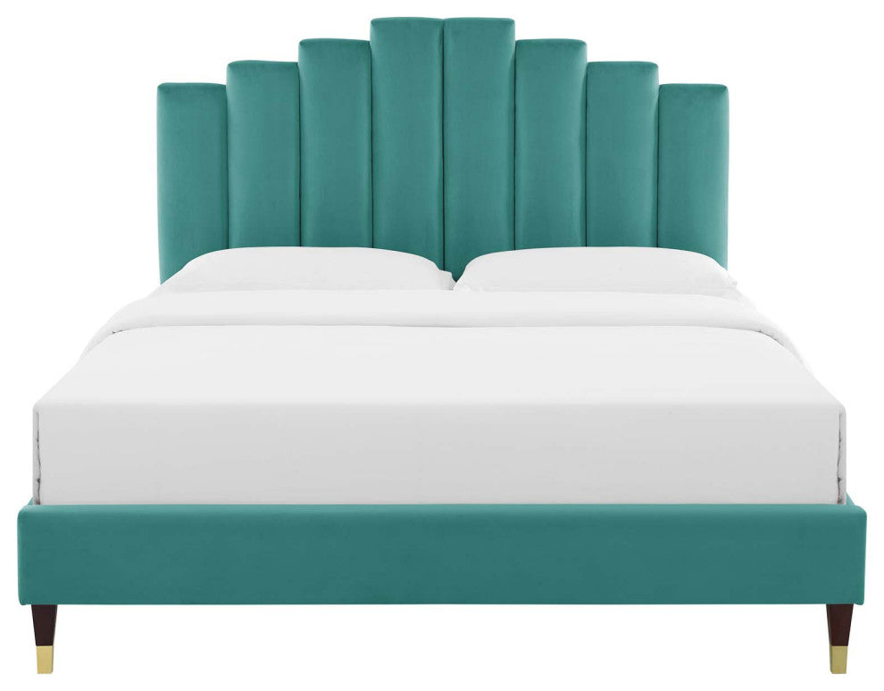 Elise Full Performance Velvet Platform Bed MOD-6874-TEA