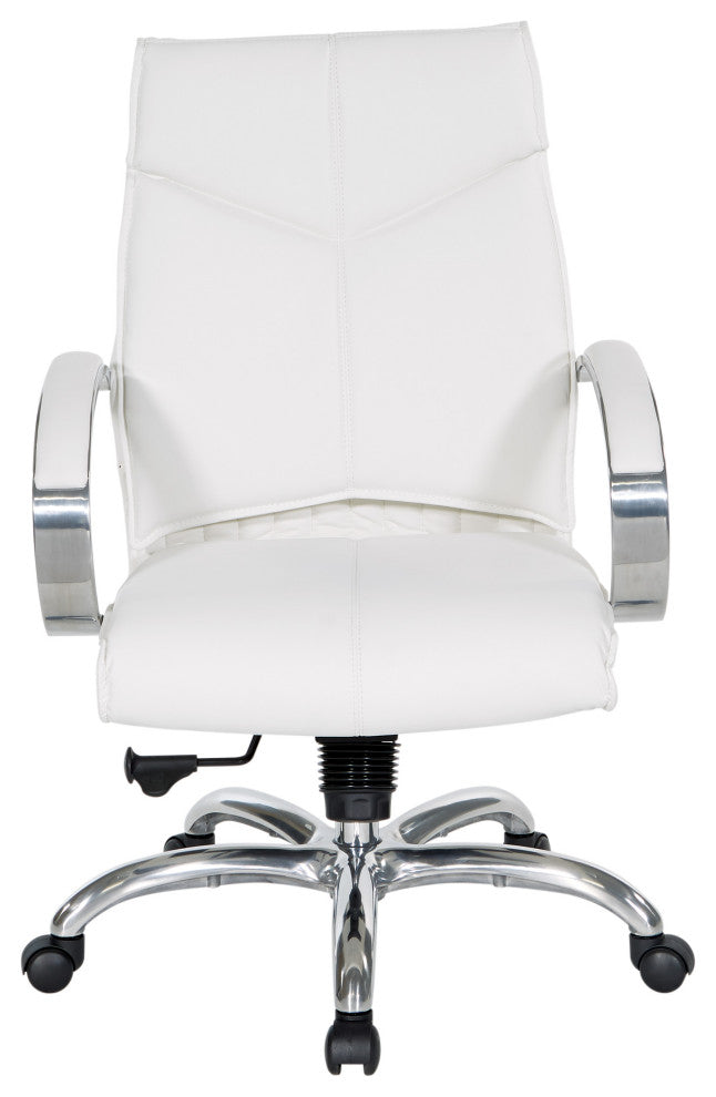 Deluxe Dillon Snow Executive Chair With Aluminum Base and Padded Arms, Mid Back