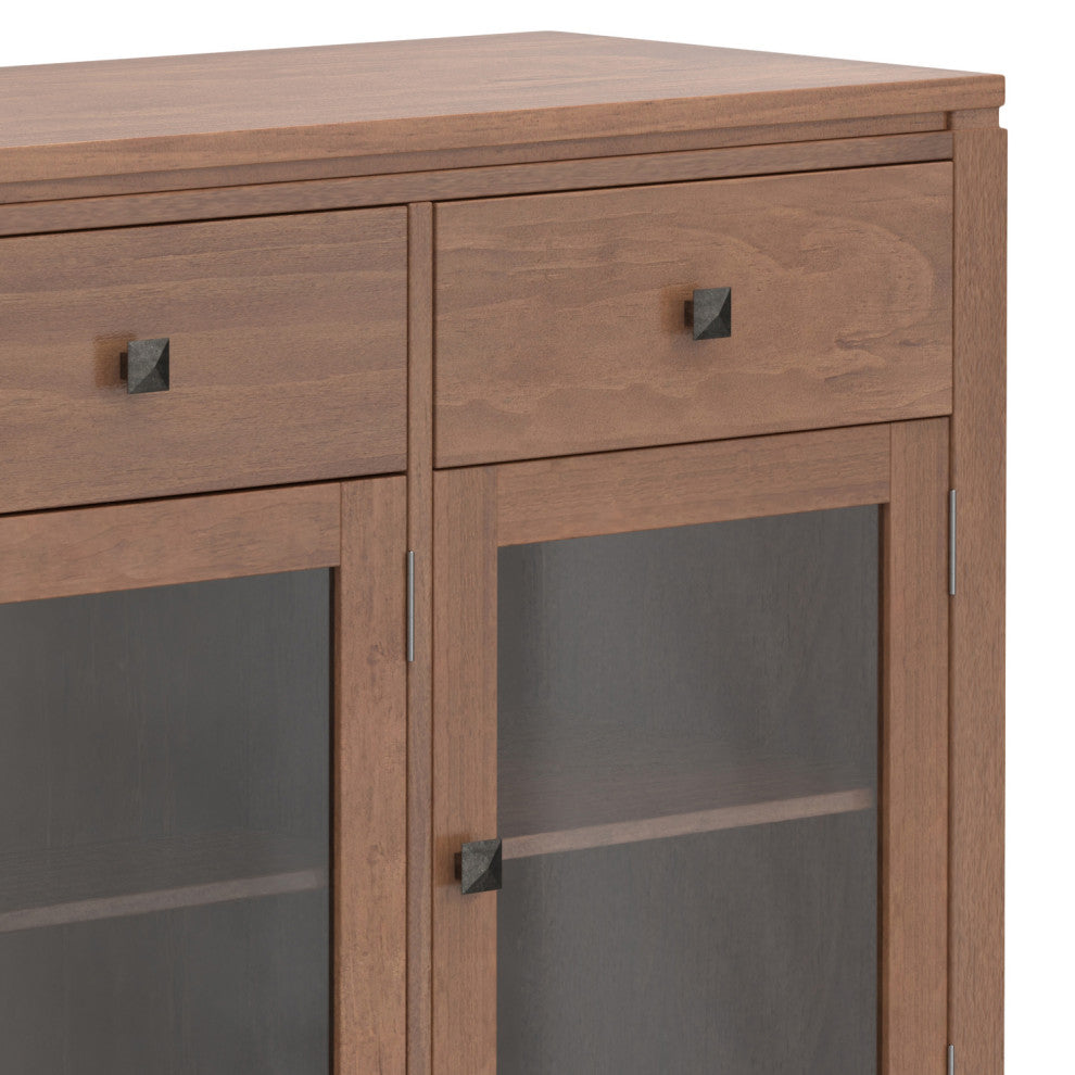 Cosmopolitan Solid Wood Sideboard Buffet, Medium Saddle Brown