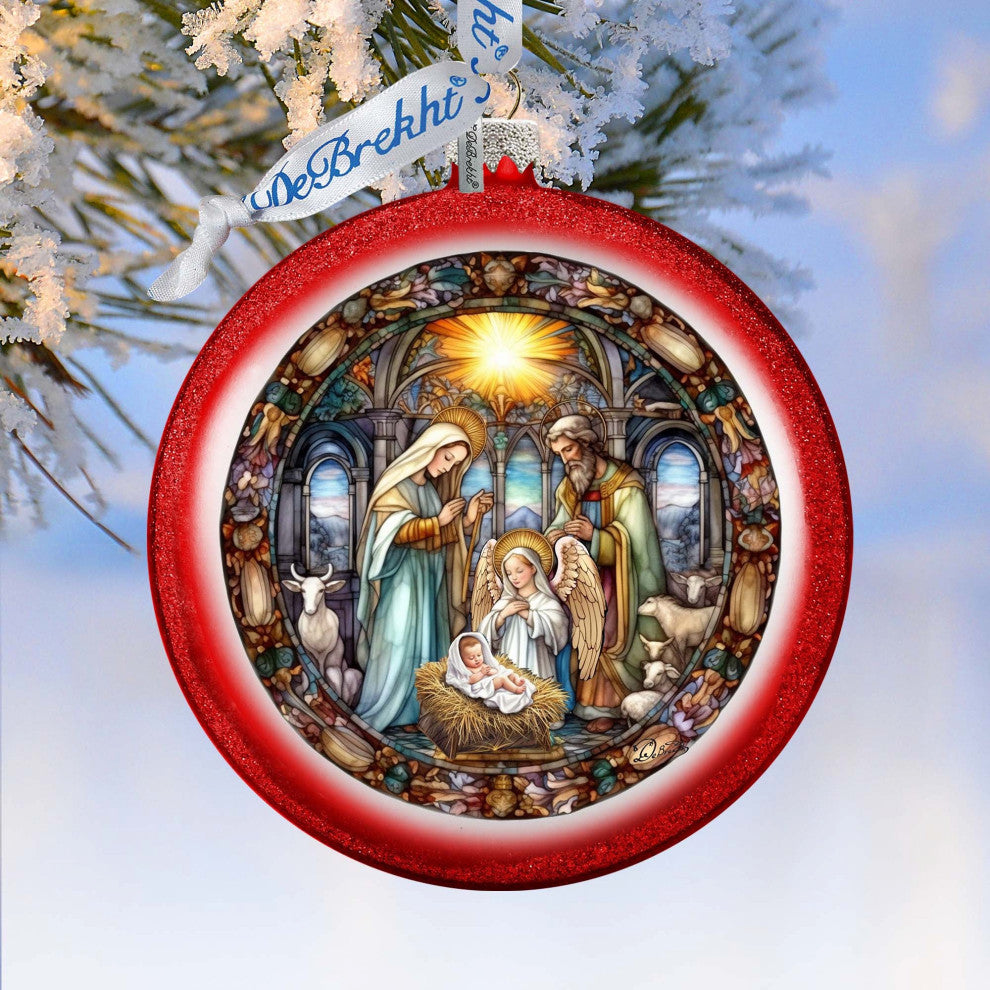A Guiding Light Nativity Scene Ball Glass Ornament