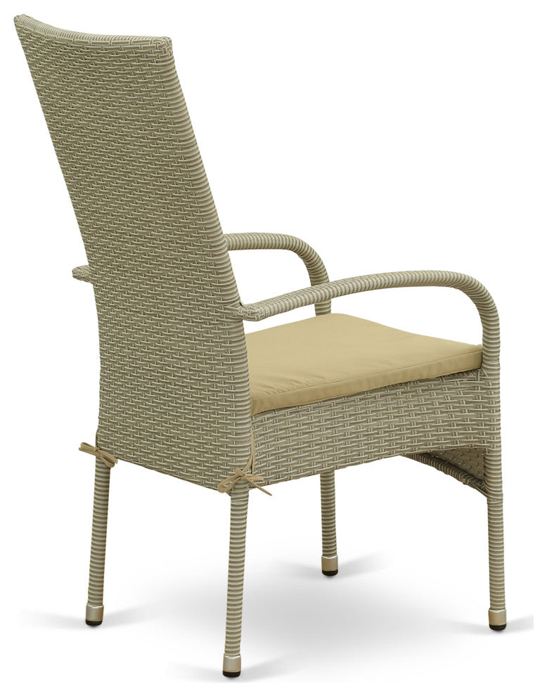 7Pc Outdoor- Natural Color Wicker Dining Set, Patio Table, 6 Armchair