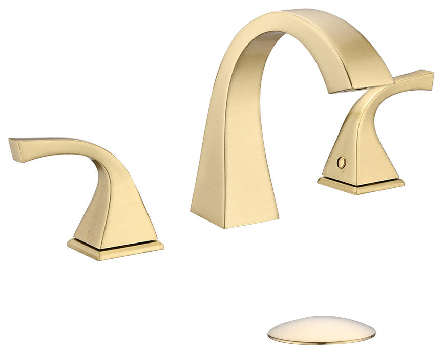 8" Brass Widespread Bathroom Sink Faucet, Brushed Gold