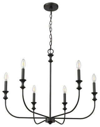 6 Light 28.25 in. Matte Black Chandelier