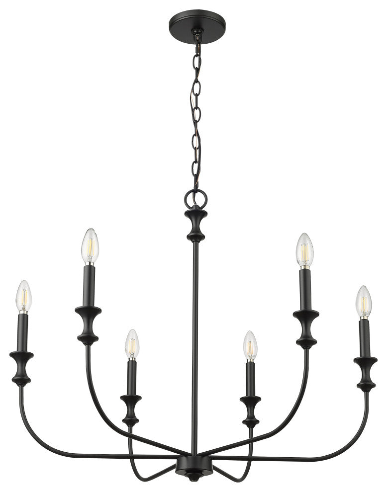 6 Light 28.25 in. Matte Black Chandelier