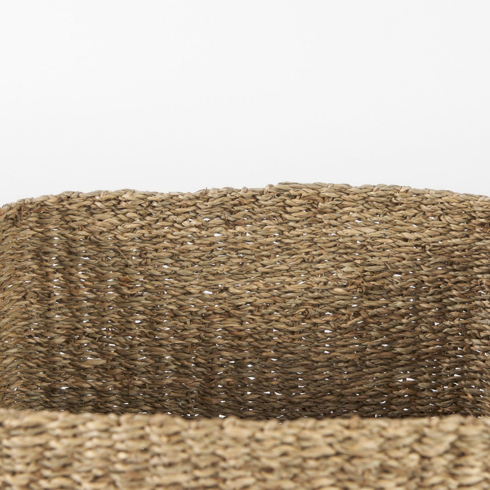 Copenhagen Medium Brown Square Twisted Seagrass Square Baskets, 3-Piece Set