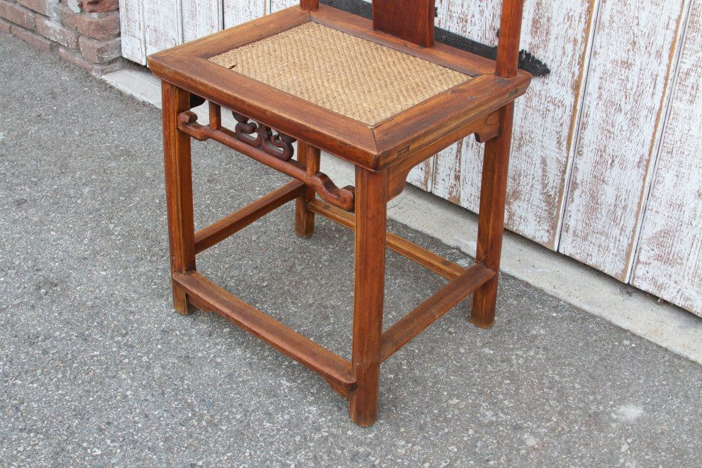 Antique Carved Elm Wood Chinese Chair