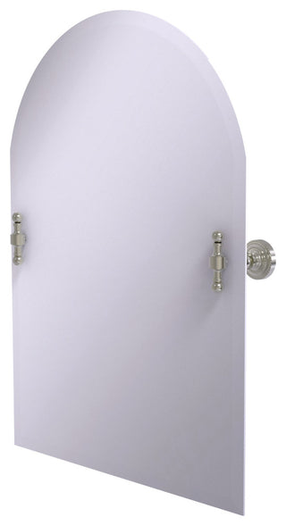 Frameless Arched Top Beveled Edge Tilt Mirror, Satin Nickel