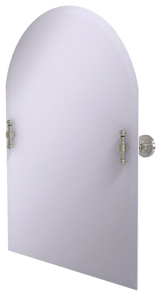 Frameless Arched Top Beveled Edge Tilt Mirror, Satin Nickel