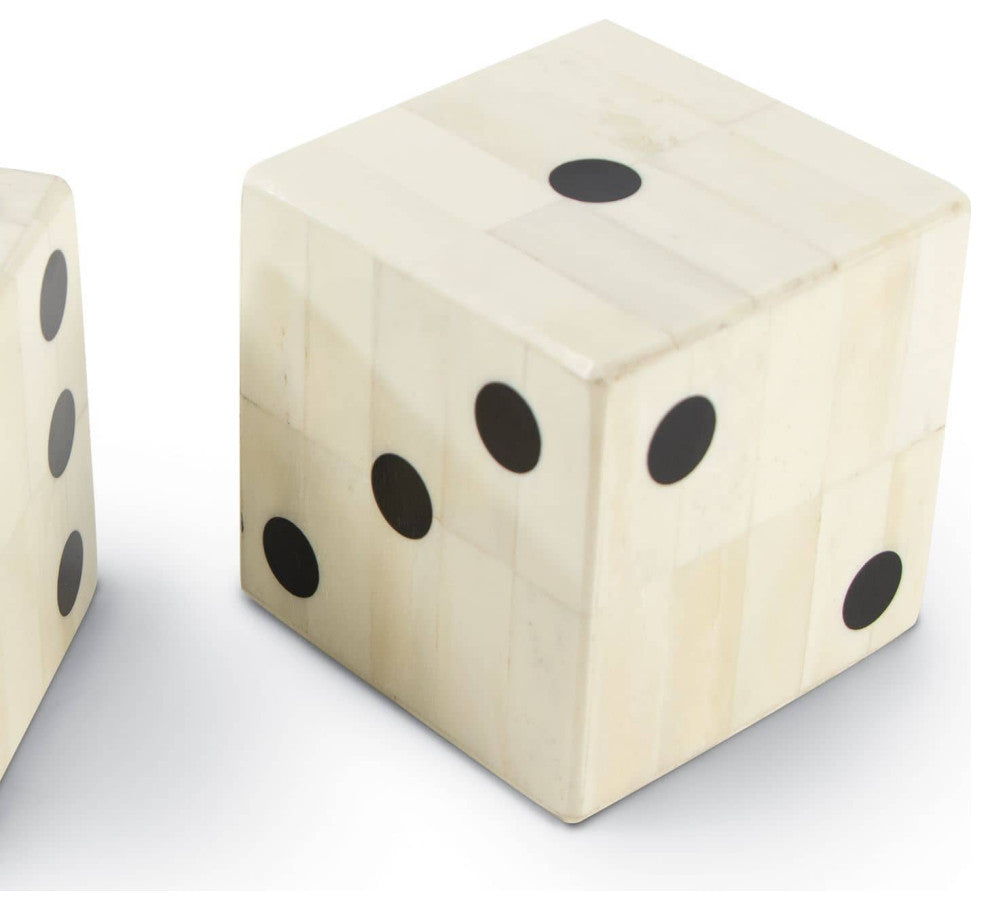 Oversized Bone Gaming Dice Pair
