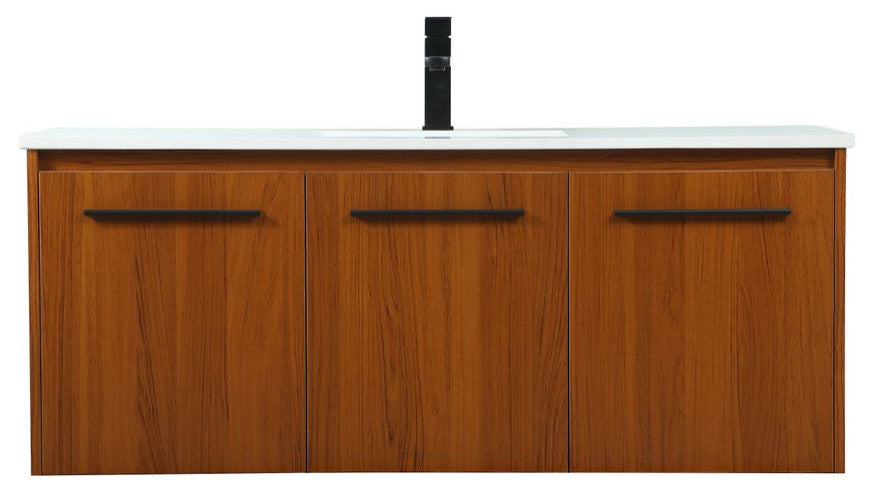 Phoebe Single Bathroom Vanity, Teak, 48", Without Backsplash