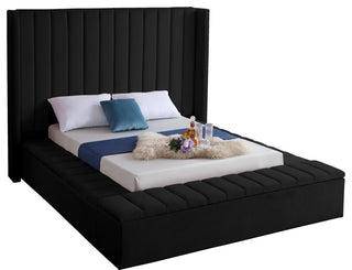 Kiki Velvet Bed, Black, Queen