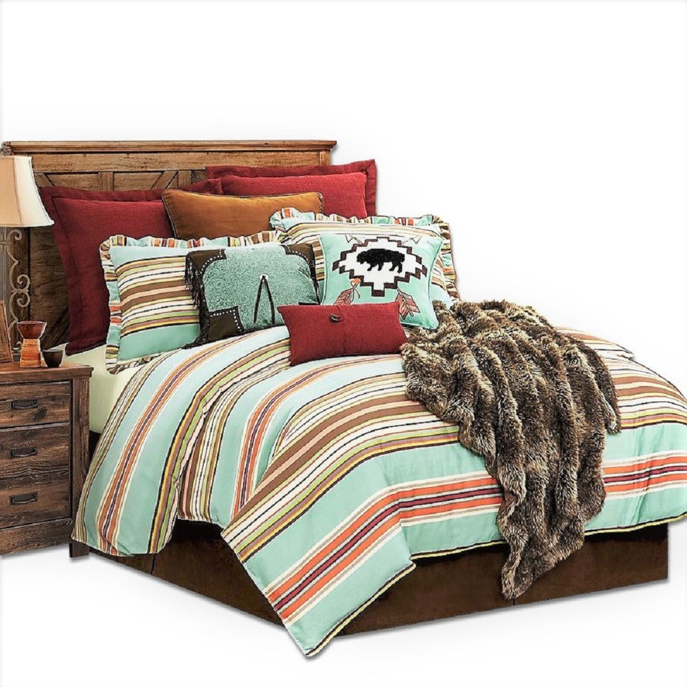Turquoise Serape Comforter Set, King