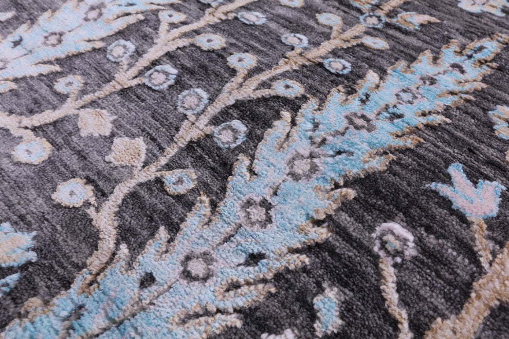 8' 1" X 10' 1" Wool and Silk Persian Ziegler Hand-Knotted Rug Q9240