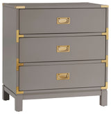 Loretta Gold finish Wood 3-Drawer Nightstand, Gray