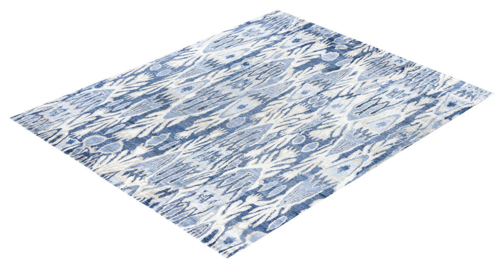 Modern, One-of-a-Kind Handmade Area Rug - Blue, 8' 1" x 10' 1"