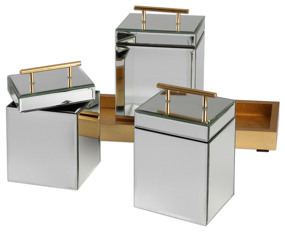 Uttermost Faustina Mirrored Boxes/Tray Set of 4 - 20131