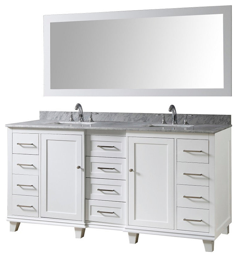 72" Ultimate Classic Bath Vanity, White and Mirror