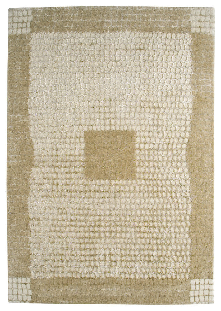 Hand Tufted Beige Wool Area Rug, 6'6"x9'9"