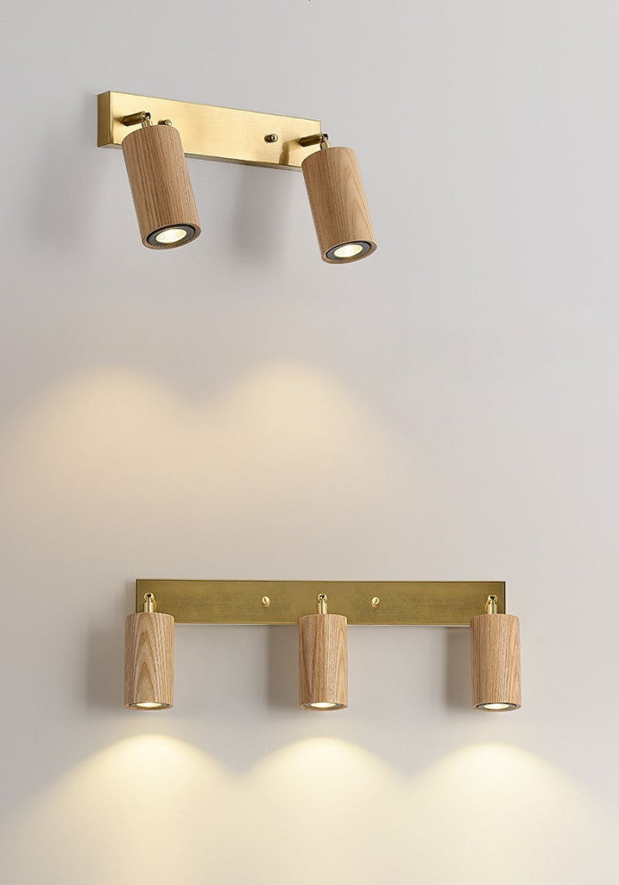 Sevilla | Creative Cylinder Wooden LED Wall Lamp, Light Wood, 3 Heads