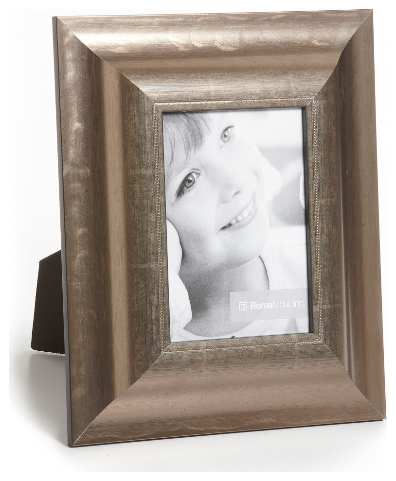 Rubbed Pewter Picture Frame, 2-3/4", Easle Back, Modern, 4 x 6