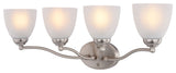Bellwood 13.5" 2-Light Traditional Nickel Bathroom Vanity Fixture, Glass Shade, Satin Nickel, 4-Light