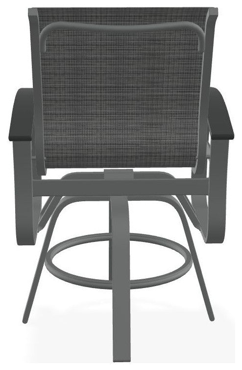 Belle Isle Sling Balcony Height Outdoor Swivel Chair, Destiny Steel/Graphite