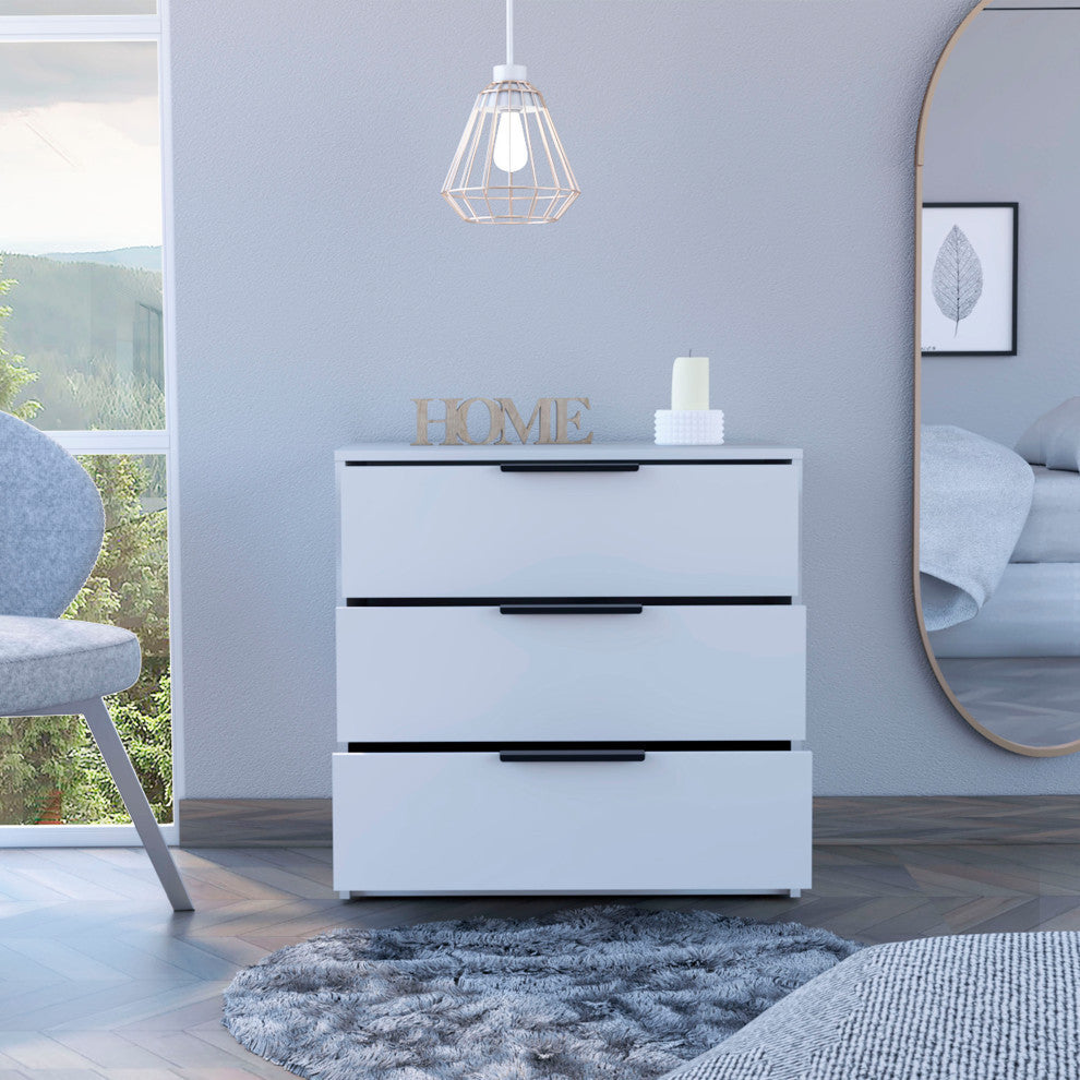 Washington 3 Drawer Dresser, White