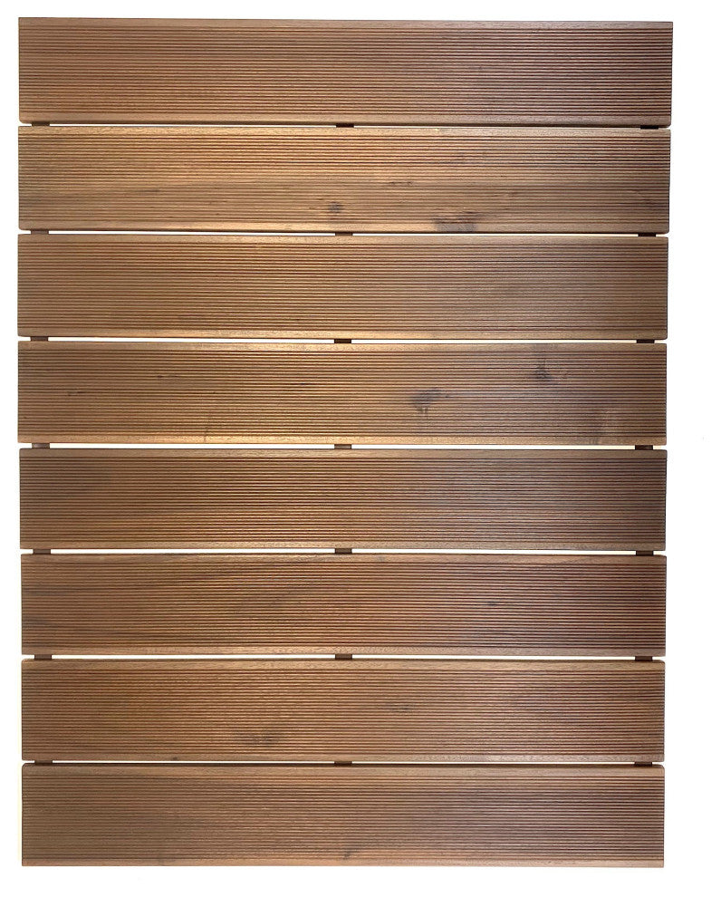 Brown Non Slip Wood Plank Bath Floor Mat