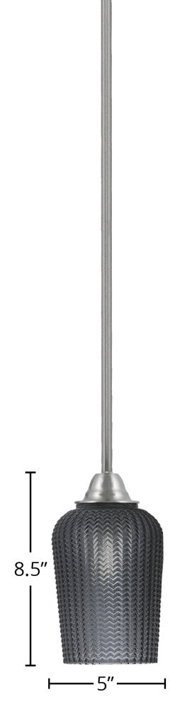 Paramount 1-Light Mini Pendant, Brushed Nickel, 5" Smoke Textured Glass
