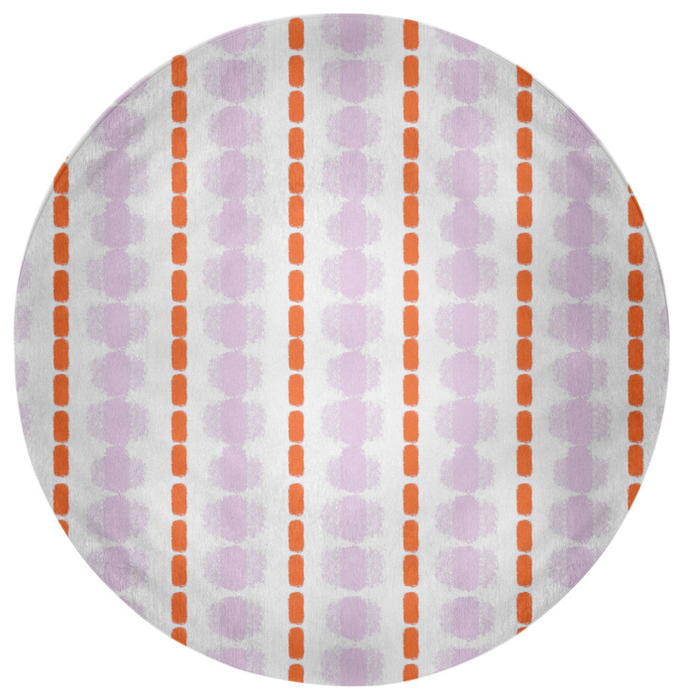 Watercolor Stripe Spring Chenille Rug, Purple-Orange, 5' Round