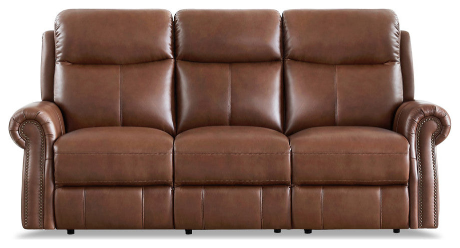Hydeline Royce Zero Gravity Power Reclining Leather Set, Pecan Brown, Sofa