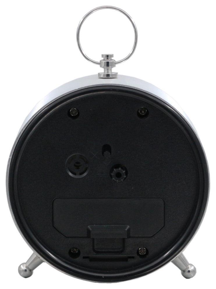 5" Ming Bedside Alarm, Silver and Black, Silver