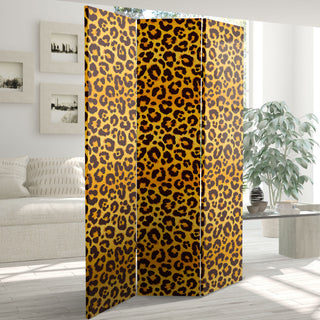 6' Tall Double Sided Leopard Print Canvas Room Divider