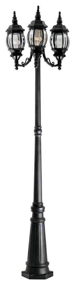 Riviera 3 Head Post Lantern, Black