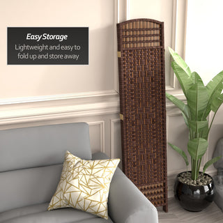 5 1/2' Tall Fiber Weave Room Divider, DarkMocha, 3 Panel