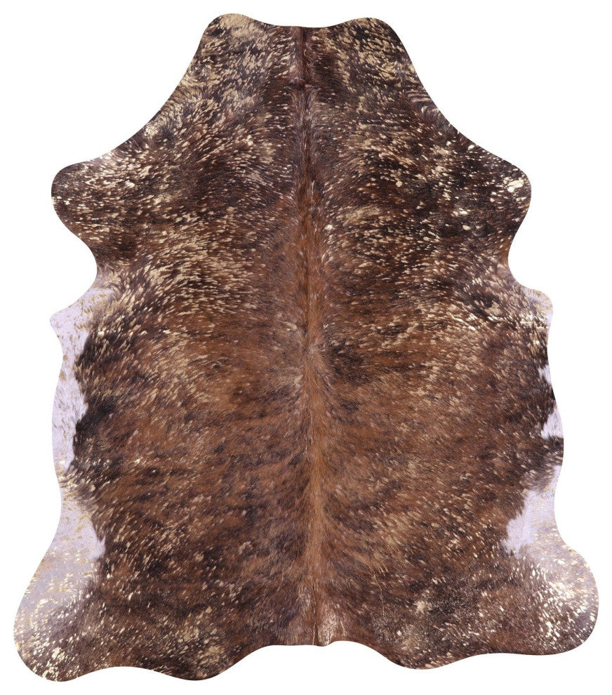 6' 8" X 5' 11" Gold Metallic Cowhide Rug C2171