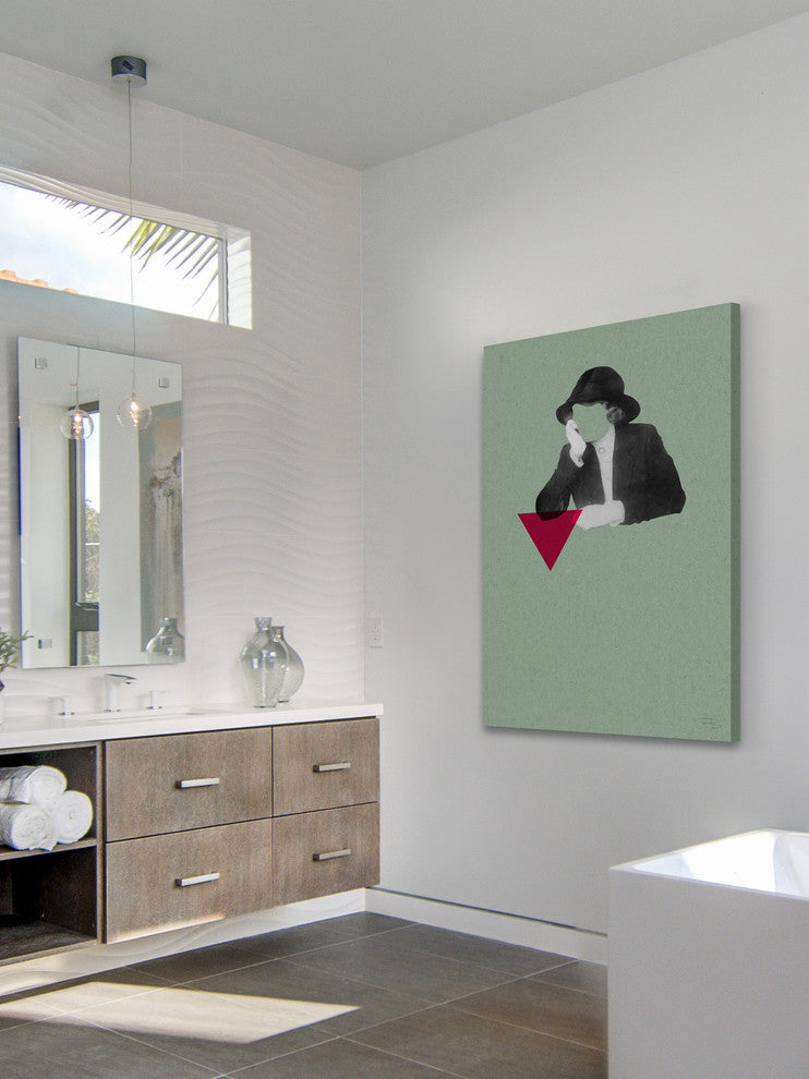 "No Face Verde Triangulos" by Bengoa Vazquez Print Canvas, 40x60