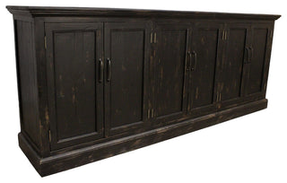 Manhattan Beach 6-Door Sideboard, Traditional Antique Black, Solid Wood