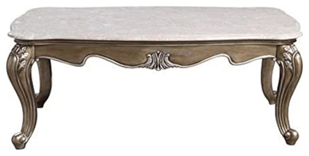 Lv00302, Coffee Table, Marble Top and Antique Bronze Finish, Elozzol