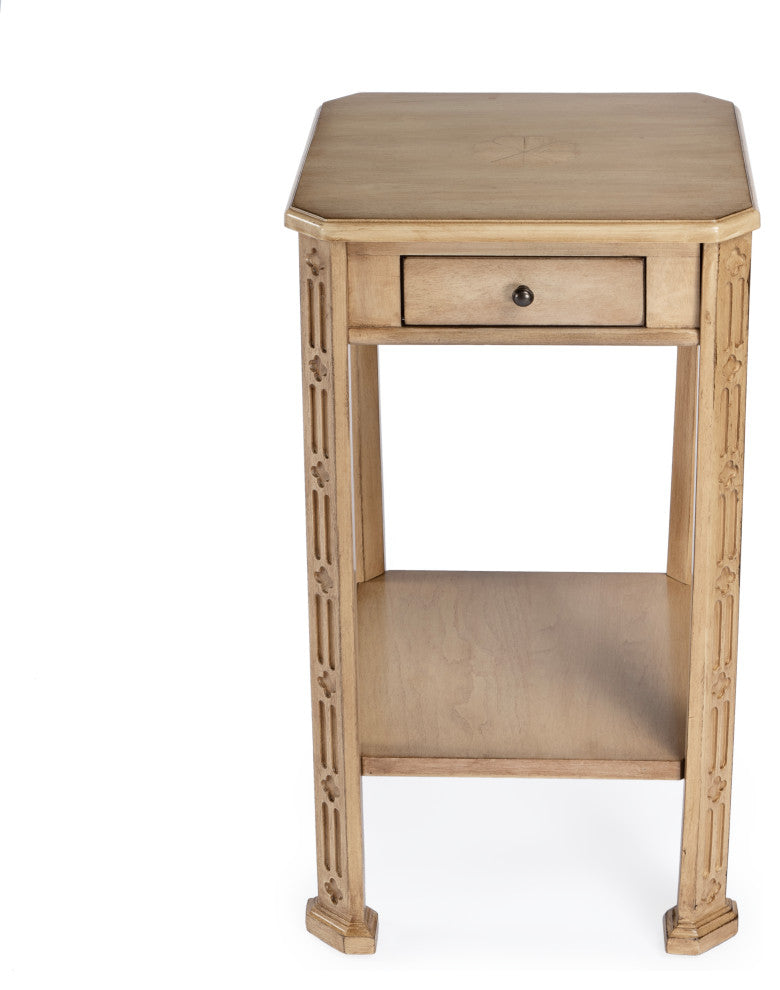 Moyer Wood Side Table With Storage, Antique Beige