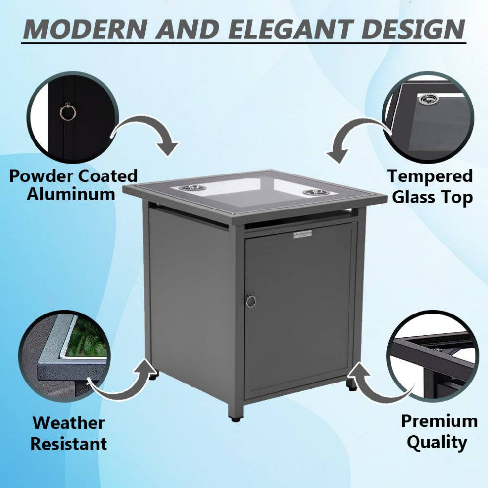 LeisureMod Walbrooke Patio Square Tank Holder, Gray